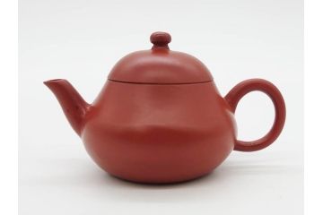 嘉慶年製　時代物　中国　唐物　朱泥　柔らかな土の温かみを感じる急須(茶注、煎茶道具、茶道具、茶器)(R-079567)