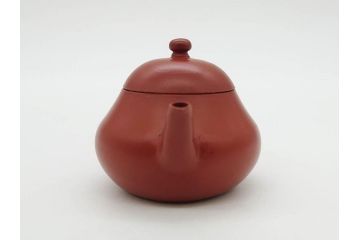嘉慶年製　時代物　中国　唐物　朱泥　柔らかな土の温かみを感じる急須(茶注、煎茶道具、茶道具、茶器)(R-079567)