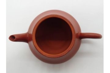 嘉慶年製　時代物　中国　唐物　朱泥　柔らかな土の温かみを感じる急須(茶注、煎茶道具、茶道具、茶器)(R-079567)