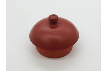嘉慶年製　時代物　中国　唐物　朱泥　柔らかな土の温かみを感じる急須(茶注、煎茶道具、茶道具、茶器)(R-079567)