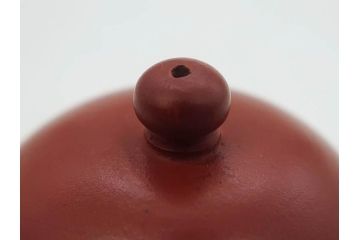 嘉慶年製　時代物　中国　唐物　朱泥　柔らかな土の温かみを感じる急須(茶注、煎茶道具、茶道具、茶器)(R-079567)