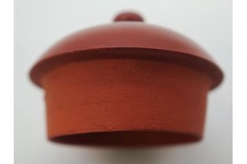 嘉慶年製　時代物　中国　唐物　朱泥　柔らかな土の温かみを感じる急須(茶注、煎茶道具、茶道具、茶器)(R-079567)