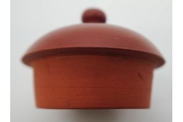 嘉慶年製　時代物　中国　唐物　朱泥　柔らかな土の温かみを感じる急須(茶注、煎茶道具、茶道具、茶器)(R-079567)
