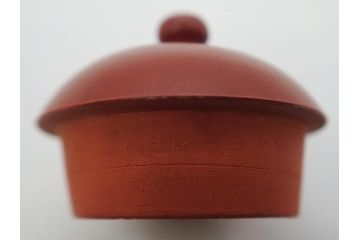 嘉慶年製　時代物　中国　唐物　朱泥　柔らかな土の温かみを感じる急須(茶注、煎茶道具、茶道具、茶器)(R-079567)