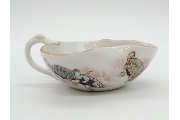 明治期　伊万里　肥蝶山　栞岳造　独創的な亀のデザインが目を引く茶器セット(金彩、天清鶴能高、急須、湯冷まし、湯飲み5客、塩笥茶碗、かめ、カメ、磁器、茶道具)(R-079569)