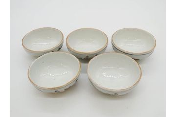 明治期　伊万里　肥蝶山　栞岳造　独創的な亀のデザインが目を引く茶器セット(金彩、天清鶴能高、急須、湯冷まし、湯飲み5客、塩笥茶碗、かめ、カメ、磁器、茶道具)(R-079569)