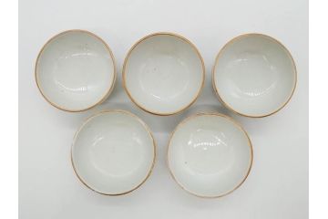 明治期　伊万里　肥蝶山　栞岳造　独創的な亀のデザインが目を引く茶器セット(金彩、天清鶴能高、急須、湯冷まし、湯飲み5客、塩笥茶碗、かめ、カメ、磁器、茶道具)(R-079569)