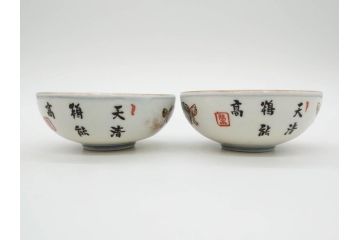 明治期　伊万里　肥蝶山　栞岳造　独創的な亀のデザインが目を引く茶器セット(金彩、天清鶴能高、急須、湯冷まし、湯飲み5客、塩笥茶碗、かめ、カメ、磁器、茶道具)(R-079569)