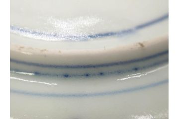 江戸期　古伊万里　染付　冨貴長春　松竹梅　牡丹唐草文様　約17cm　5.6寸　繊細な絵付けに魅了される中皿3枚セット(窓絵、和皿、和食器、五寸六分)(R-079573)
