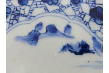 江戸期　古伊万里　染付　山水図　5.7寸　落ち着いた佇まいが魅力の中皿2枚セット(風景、和皿、和食器、なます皿、変形皿、五寸七分)(R-079574)