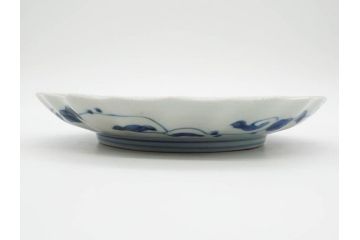 江戸期　古伊万里　染付　山水図　5.7寸　落ち着いた佇まいが魅力の中皿2枚セット(風景、和皿、和食器、なます皿、変形皿、五寸七分)(R-079574)