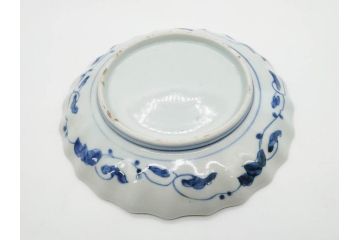 江戸期　古伊万里　染付　山水図　5.7寸　落ち着いた佇まいが魅力の中皿2枚セット(風景、和皿、和食器、なます皿、変形皿、五寸七分)(R-079574)