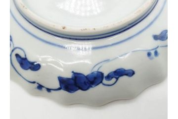 江戸期　古伊万里　染付　山水図　5.7寸　落ち着いた佇まいが魅力の中皿2枚セット(風景、和皿、和食器、なます皿、変形皿、五寸七分)(R-079574)