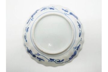 江戸期　古伊万里　染付　山水図　5.7寸　落ち着いた佇まいが魅力の中皿2枚セット(風景、和皿、和食器、なます皿、変形皿、五寸七分)(R-079574)