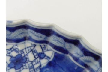 江戸期　古伊万里　染付　山水図　5.7寸　細部まで絵付けされた見事な中皿2枚セット(風景、和皿、和食器、なます皿、変形皿、五寸七分)(R-079575)
