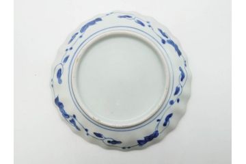 江戸期　古伊万里　染付　山水図　5.7寸　細部まで絵付けされた見事な中皿2枚セット(風景、和皿、和食器、なます皿、変形皿、五寸七分)(R-079575)
