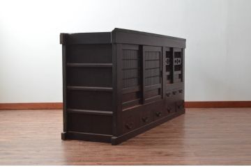 和製アンティーク　京都産　六尺　シックな雰囲気あふれる水屋箪笥サイドボード(京水屋、食器棚、収納棚、サイドキャビネット、戸棚)(R-079582)