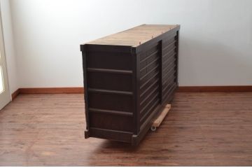 和製アンティーク　京都産　六尺　シックな雰囲気あふれる水屋箪笥サイドボード(京水屋、食器棚、収納棚、サイドキャビネット、戸棚)(R-079583)