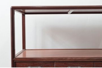 和製ビンテージ　美品!!　力峯作　総紫檀(シタン)材　内部桐(キリ)材　引き出し8杯付きで収納力も抜群の飾り棚(茶箪笥、茶棚、収納棚、サイドチェスト、ヴィンテージ)(定価推定約60万円)(R-079588)