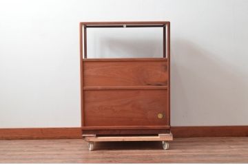 和製ビンテージ　美品!!　力峯作　総紫檀(シタン)材　内部桐(キリ)材　引き出し8杯付きで収納力も抜群の飾り棚(茶箪笥、茶棚、収納棚、サイドチェスト、ヴィンテージ)(定価推定約60万円)(R-079588)