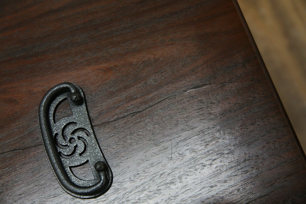 和製ビンテージ　美品!!　力峯作　総紫檀(シタン)材　内部桐(キリ)材　引き出し8杯付きで収納力も抜群の飾り棚　定価推定約60万円　(R-079588)