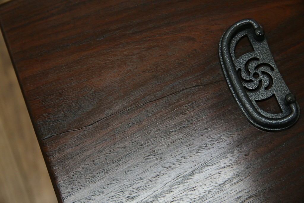 和製ビンテージ　美品!!　力峯作　総紫檀(シタン)材　内部桐(キリ)材　引き出し8杯付きで収納力も抜群の飾り棚　定価推定約60万円　(R-079588)