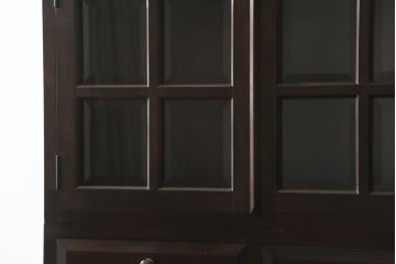 中古　美品　松本民芸家具　シックな空間づくりが叶うG-2型面取り食器棚(カップボード、収納棚、戸棚、飾り棚、本箱、ブックケース、本棚、書棚、ブックシェルフ、キャビネット)(定価約62万円)(R-079593)