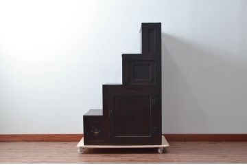 和製アンティーク　和モダンテイストのお部屋づくりにおすすめの小振りな階段箪笥(和たんす、収納タンス、整理箪笥、引き出し)(R-079595)