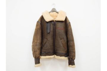 アメリカ　AVIREX(アヴィレックス)　羊革　TYPE  B-3　サイズ42　フライトジャケット(アビレックス、ブラウン、茶色、毛皮、ムートン、ボマージャケット、空軍、ミリタリーウェア、アウター、ボンバージャケット、シープスキン、USA製)(R-079597)