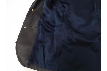 スペイン　LOEWE(ロエベ)　羊革　サイズ46　ラムレザージャケット(シープスキン、アウター、メンズ、男性、黒、ブラック、皮製品、裏地付き)(R-079598)