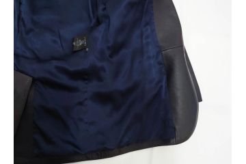 スペイン　LOEWE(ロエベ)　羊革　サイズ46　ラムレザージャケット(シープスキン、アウター、メンズ、男性、黒、ブラック、皮製品、裏地付き)(R-079598)