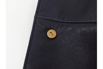 スペイン　LOEWE(ロエベ)　羊革　サイズ46　ラムレザージャケット(シープスキン、アウター、メンズ、男性、黒、ブラック、皮製品、裏地付き)(R-079598)