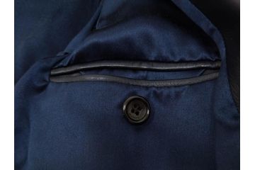 スペイン　LOEWE(ロエベ)　羊革　サイズ46　ラムレザージャケット(シープスキン、アウター、メンズ、男性、黒、ブラック、皮製品、裏地付き)(R-079598)