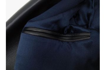 スペイン　LOEWE(ロエベ)　羊革　サイズ46　ラムレザージャケット(シープスキン、アウター、メンズ、男性、黒、ブラック、皮製品、裏地付き)(R-079598)