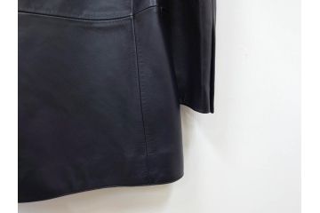 スペイン　LOEWE(ロエベ)　羊革　サイズ46　ラムレザージャケット(シープスキン、アウター、メンズ、男性、黒、ブラック、皮製品、裏地付き)(R-079598)