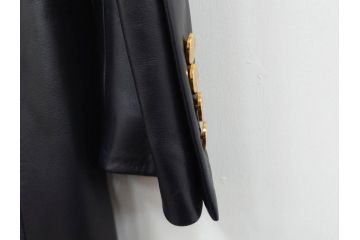スペイン　LOEWE(ロエベ)　羊革　サイズ46　ラムレザージャケット(シープスキン、アウター、メンズ、男性、黒、ブラック、皮製品、裏地付き)(R-079598)