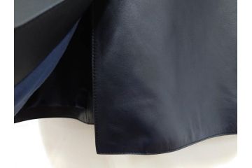 スペイン　LOEWE(ロエベ)　羊革　サイズ46　ラムレザージャケット(シープスキン、アウター、メンズ、男性、黒、ブラック、皮製品、裏地付き)(R-079598)