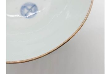 江戸期　古伊万里　染付　色絵　梅　約11cm　3.7寸　食卓を明るく彩る蓋付き茶碗4客セット(金彩、鳥、松、花十字、和食器、蓋茶碗、どんぶり、三寸七分)(R-079602)