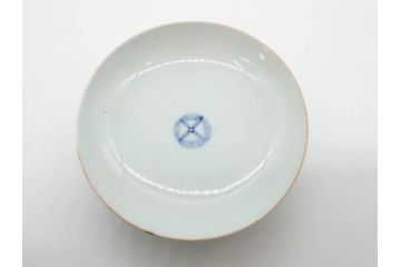 江戸期　古伊万里　染付　色絵　梅　約11cm　3.7寸　食卓を明るく彩る蓋付き茶碗4客セット(金彩、鳥、松、花十字、和食器、蓋茶碗、どんぶり、三寸七分)(R-079602)