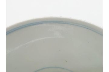 古玩　染付　約13cm　4.2寸　独創的な絵付けに惹かれる蓋付き茶碗3客セット(中国?、古伊万里、雲文、蓋茶碗、どんぶり、器、四寸二分)(R-079603)