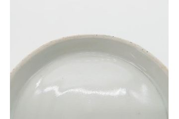 古玩　染付　約13cm　4.2寸　独創的な絵付けに惹かれる蓋付き茶碗3客セット(中国?、古伊万里、雲文、蓋茶碗、どんぶり、器、四寸二分)(R-079603)