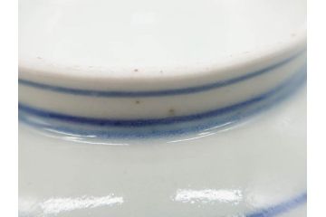 古伊万里　古玩　染付　窓絵　約12cm　4寸　緻密な絵付けから匠の美技を感じる蓋付き茶碗2客セット(中国?、人物、壽、寿、蓋茶碗、和食器、どんぶり、四寸)(R-079605)