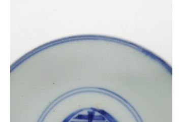 古伊万里　古玩　染付　窓絵　約12cm　4寸　緻密な絵付けから匠の美技を感じる蓋付き茶碗2客セット(中国?、人物、壽、寿、蓋茶碗、和食器、どんぶり、四寸)(R-079605)