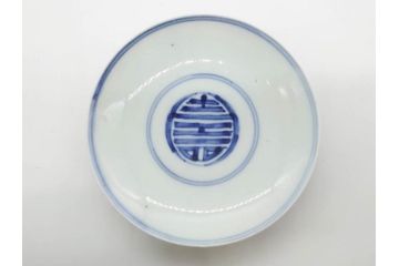 古伊万里　古玩　染付　窓絵　約12cm　4寸　緻密な絵付けから匠の美技を感じる蓋付き茶碗2客セット(中国?、人物、壽、寿、蓋茶碗、和食器、どんぶり、四寸)(R-079605)