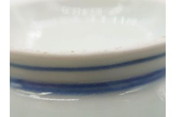 古伊万里　古玩　染付　窓絵　約12cm　4寸　深い味わいを感じる蓋付き茶碗3客セット(中国?、人物、壽、寿、蓋茶碗、和食器、どんぶり、四寸)(R-079606)