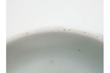 古伊万里　古玩　染付　窓絵　約12cm　4寸　深い味わいを感じる蓋付き茶碗3客セット(中国?、人物、壽、寿、蓋茶碗、和食器、どんぶり、四寸)(R-079606)