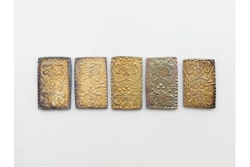 明治期　古銭　明治二分判金5点セット(金貨、硬貨、コイン、日本)(R-079608)