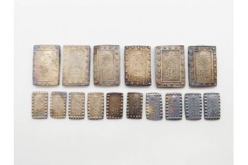 江戸期　天保一分銀 3枚/安政一分銀 3枚/嘉永1朱銀 10枚　銀貨16点セット(古銭、硬貨、コイン、日本、銀座常是)(R-079609)