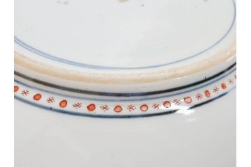 江戸期　古伊万里　染付　色絵　花菖蒲　約48cm　1尺5寸　煌びやかで優雅な大皿(花しょうぶ、花唐草模様、金彩、尺皿、和食器、和皿、一尺五寸)(R-079611)