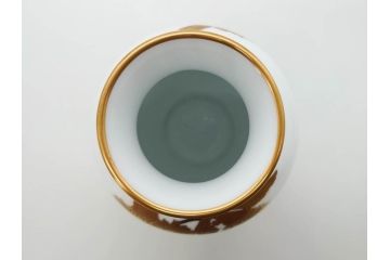大倉陶園(OKURA、OAC)　金蝕カトレア 高さ 約27cm/ブルーローズ 高さ 約15cm　気品漂う花瓶2点セット(バラ、薔薇、金彩、花生け、花器、花入、フラワーベース、白磁)(R-079613)